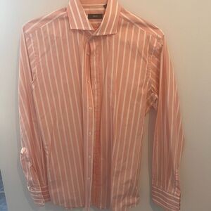 Hugo Boss Men's Coral Striped Dress Shirt